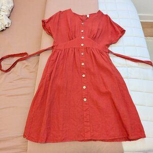 Red Linen Dress
